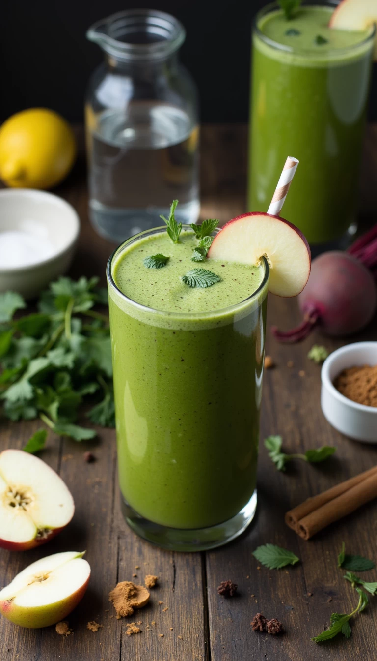 Beetroot leaves and apple green smoothie