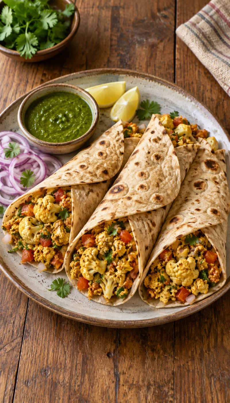 Cauliflower Masala Egg Wrap