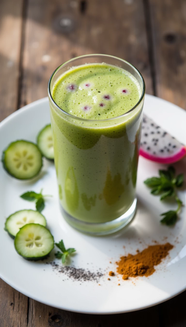 Cucumber and dragon fruit green smoothie