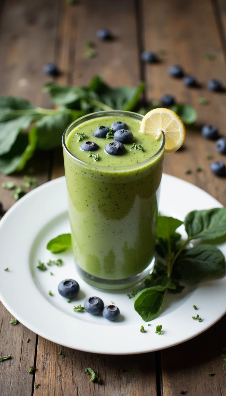 Bokchoy and blueberries green smoothie