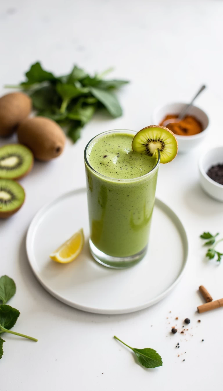 Spinach and kiwi green smoothie