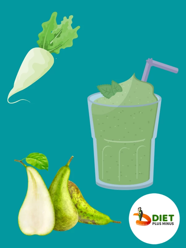 Radish leaves and pear green smoothie