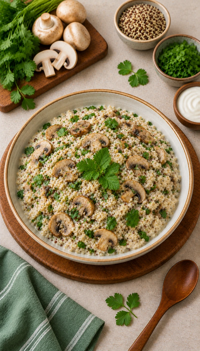 Mushroom and Coriander Quinoa Curd Bowl