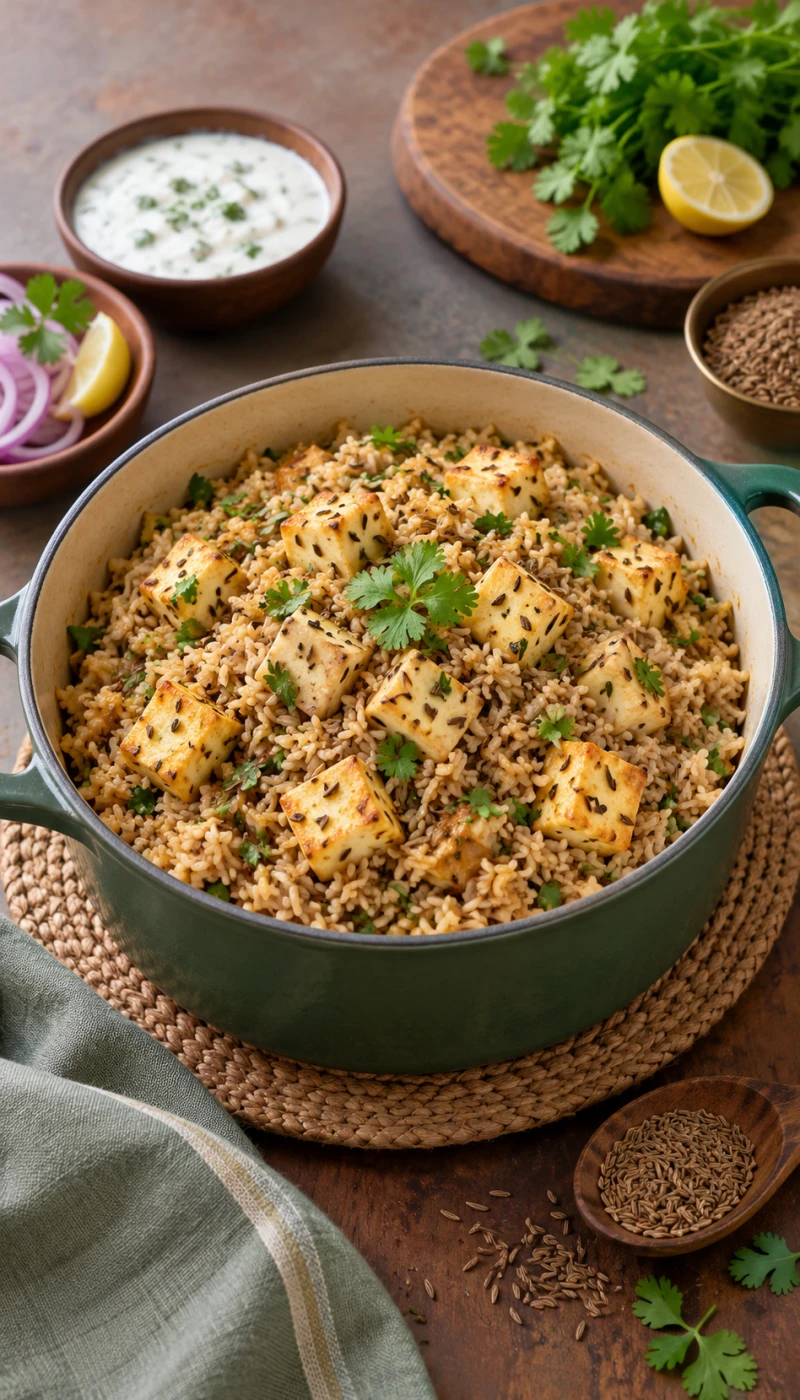One-Pot Jeera Paneer Brown Rice