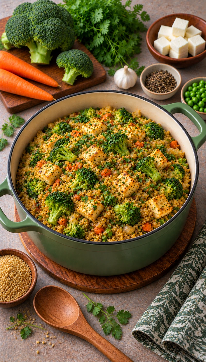 One-Pot Broccoli Paneer Dalia