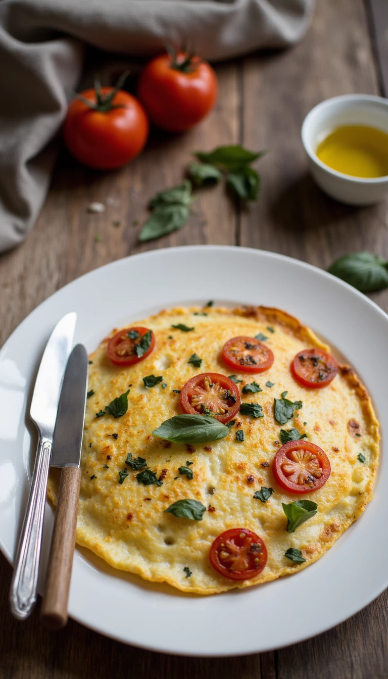 Herb Omelette with Fried Tomatoes