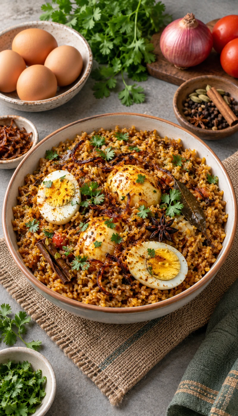 Egg Biryani-Style Dalia