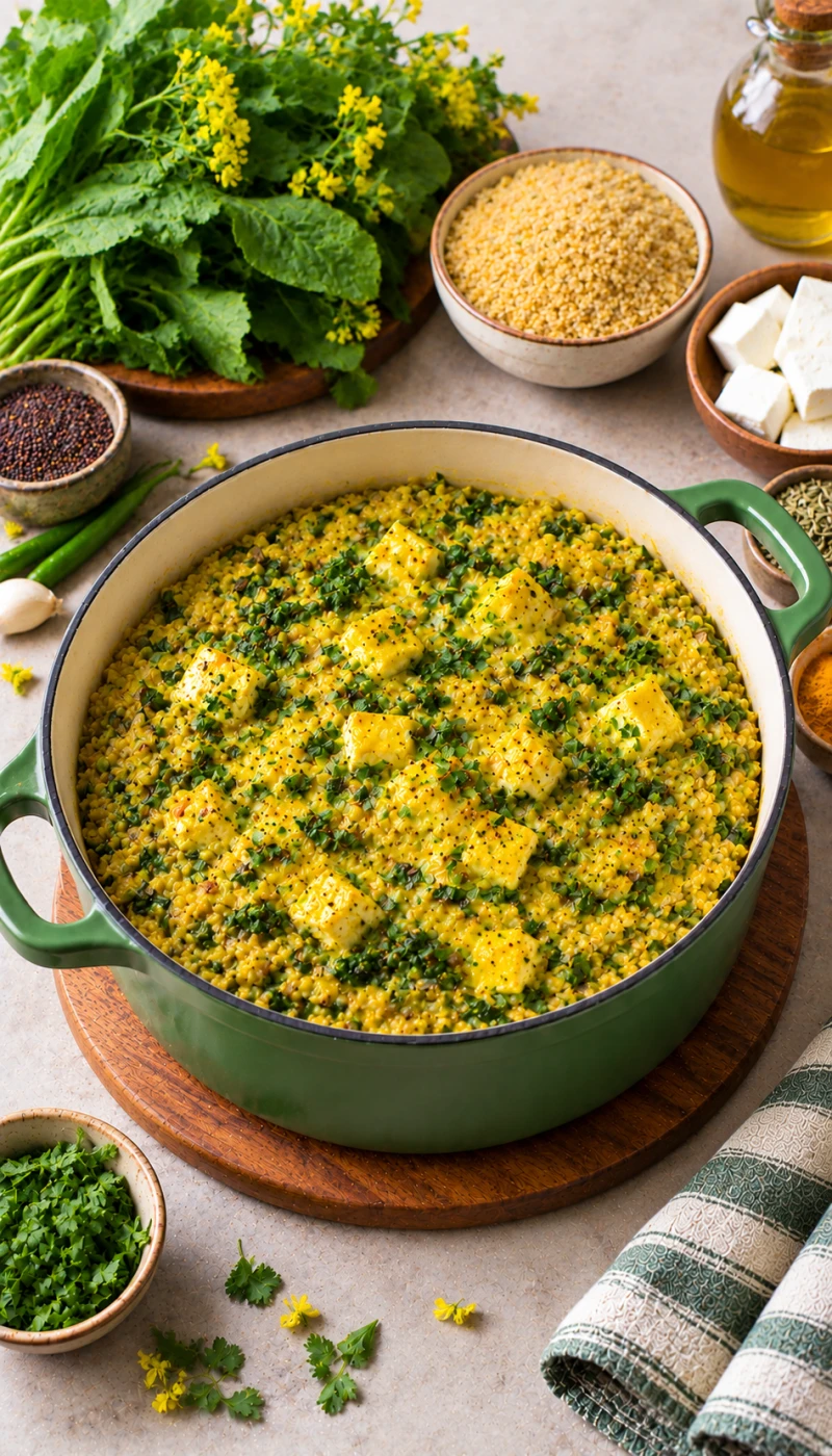 One-Pot Sarson Paneer Dalia