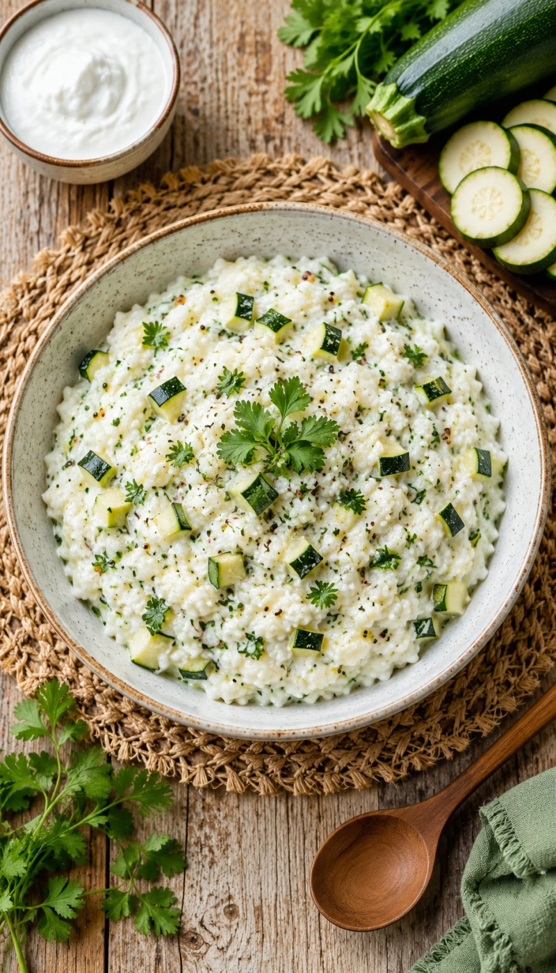 Zucchini and Herb Protein Curd Rice Bowl