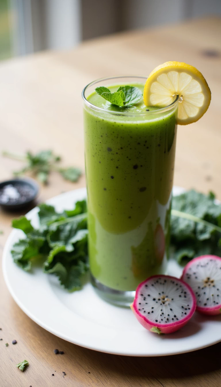 Kale and dragon fruit green smoothie