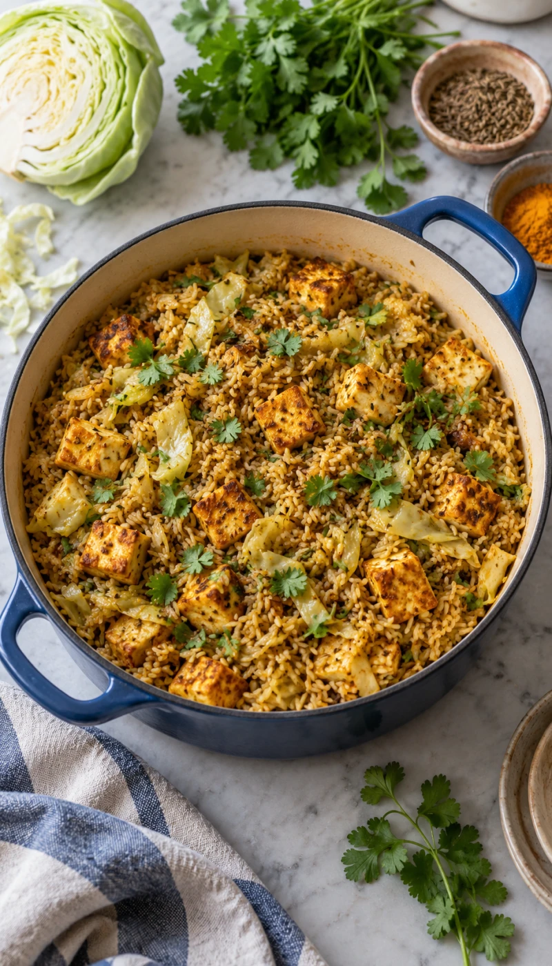 One-Pot Cabbage Paneer Brown Rice