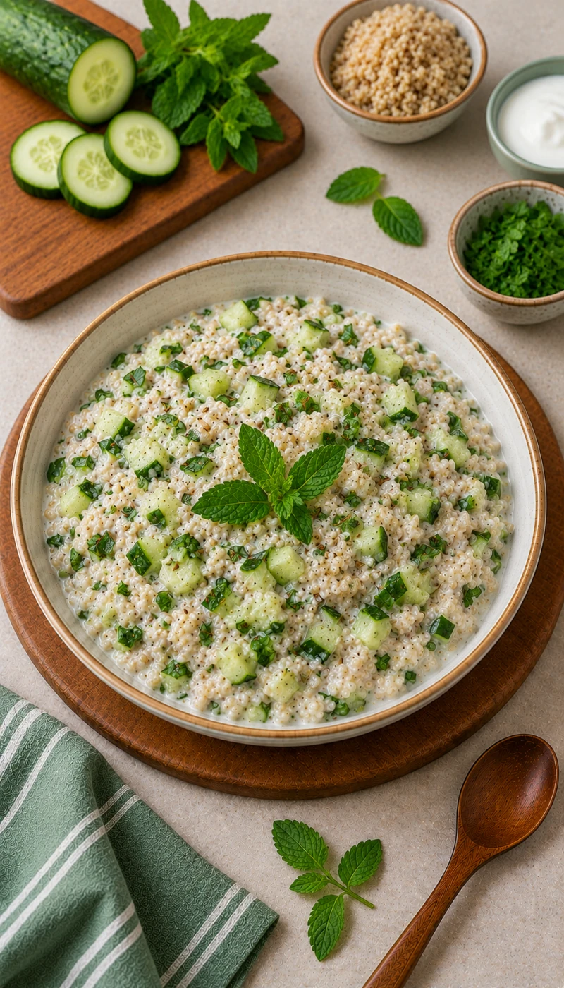 Cucumber and Mint Dalia Curd Bowl