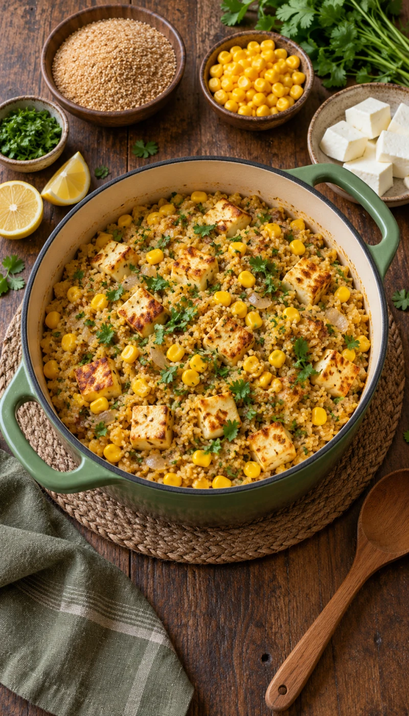One-Pot Sweet Corn Paneer Dalia
