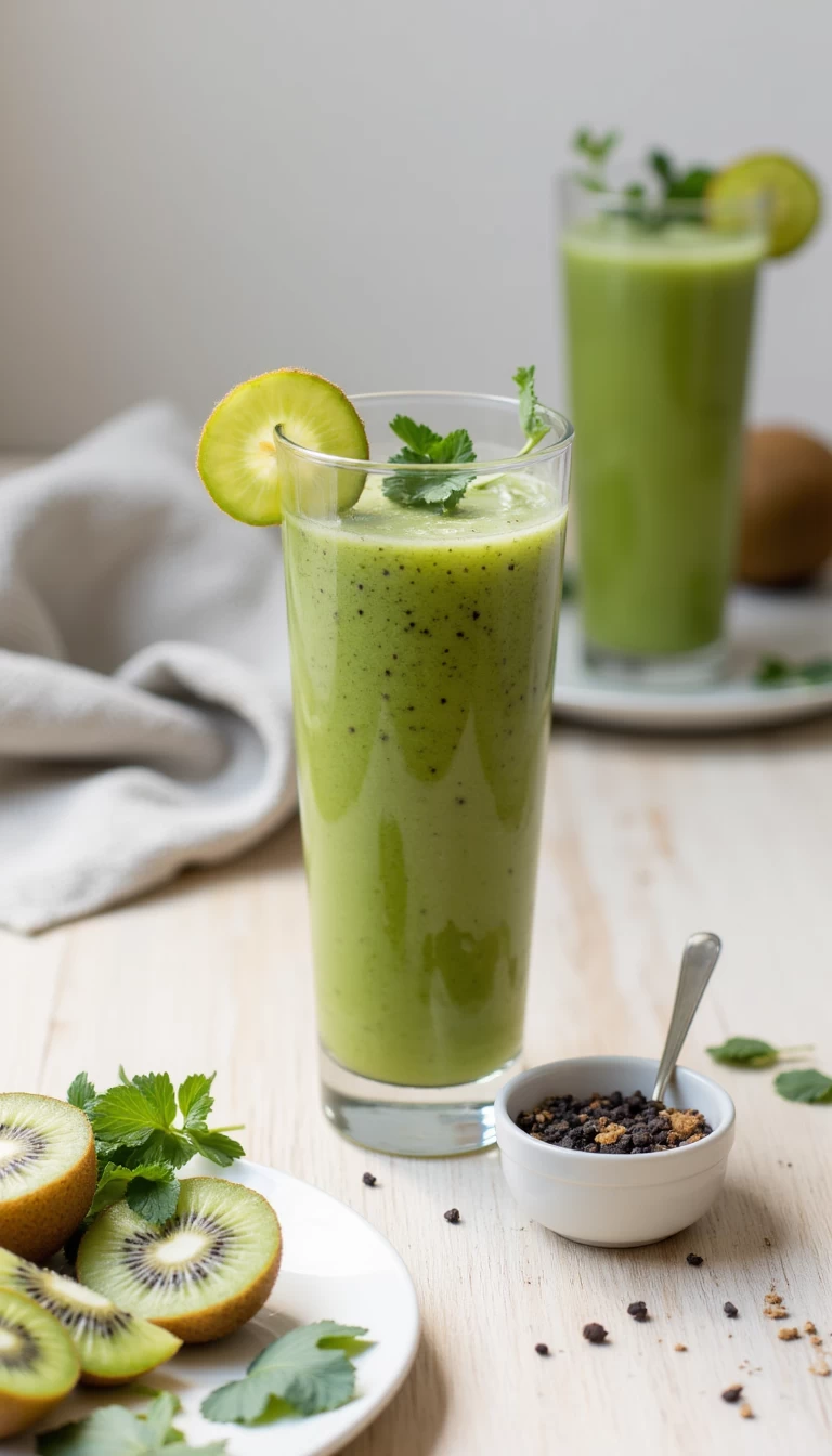 Kiwi and bathua green smoothie