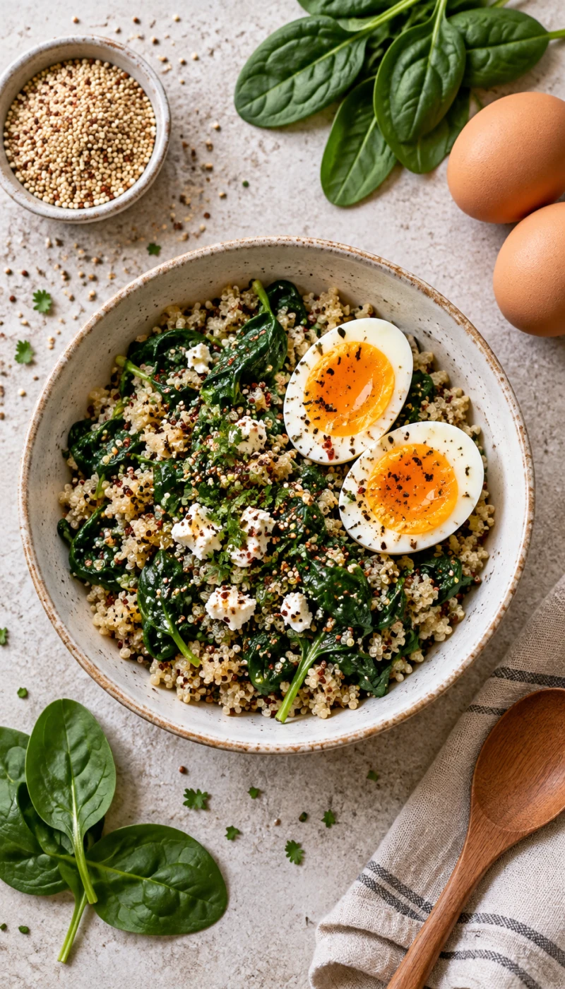 Spinach Egg Quinoa Bowl