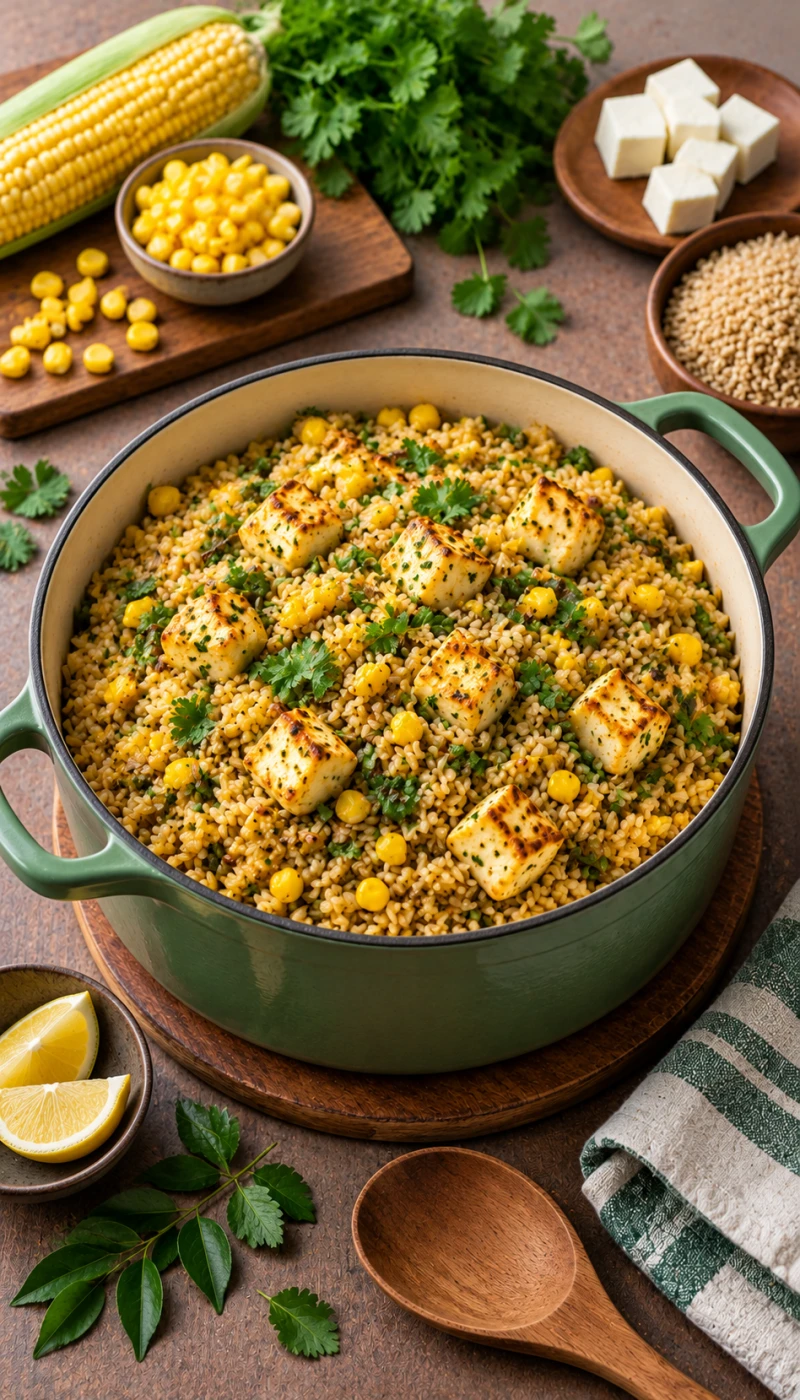 One-Pot Sweet Corn Paneer Brown Rice