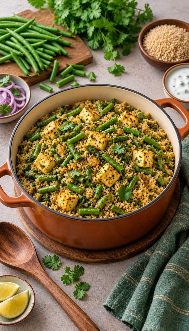 One-Pot French Bean Paneer Brown Rice
