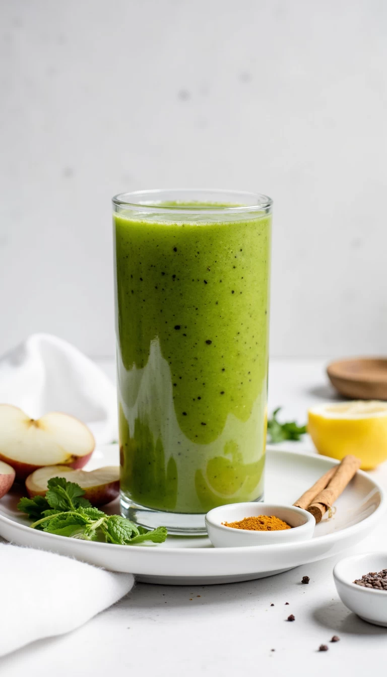 Radish leaves and apple green smoothie