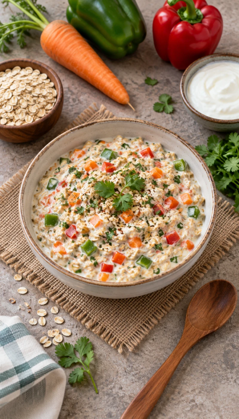 Carrot and Capsicum Savoury Oats Curd Bowl