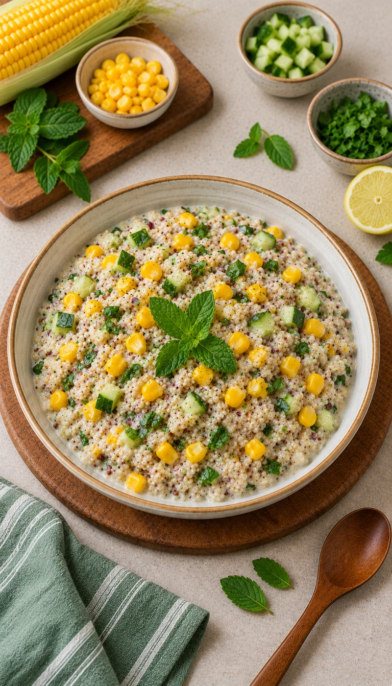 Sweet Corn and Mint Quinoa Curd Bowl