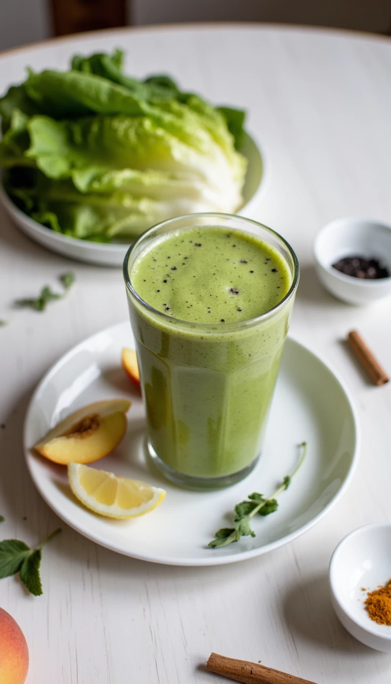 Lettuce and peach green smoothie