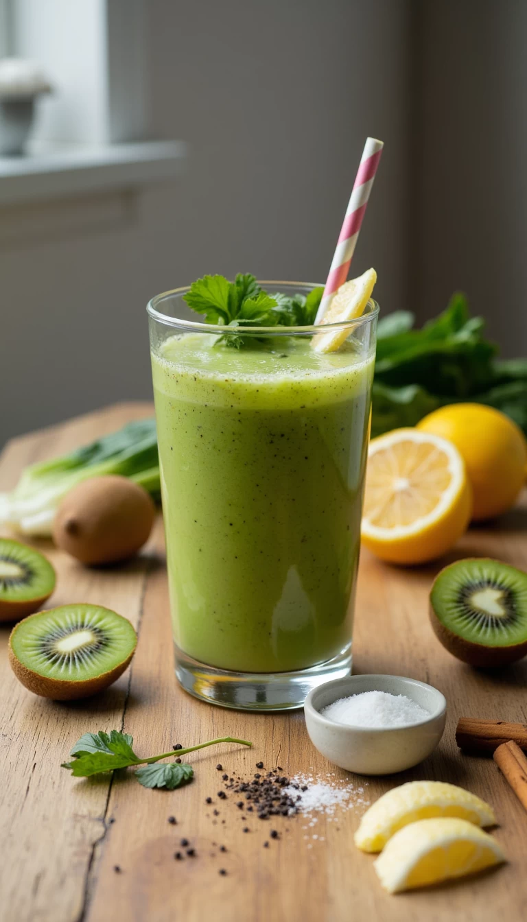 Bokchoy and kiwi green smoothie