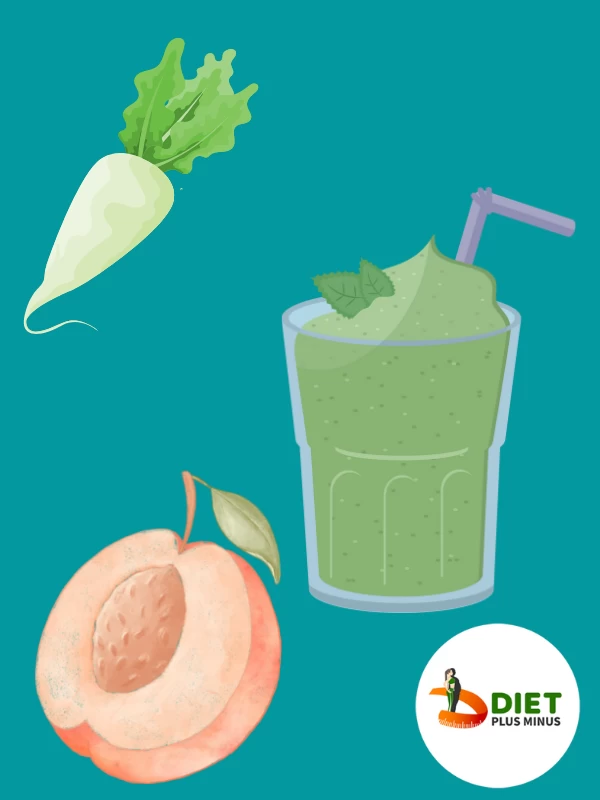Radish leaves and peach green smoothie
