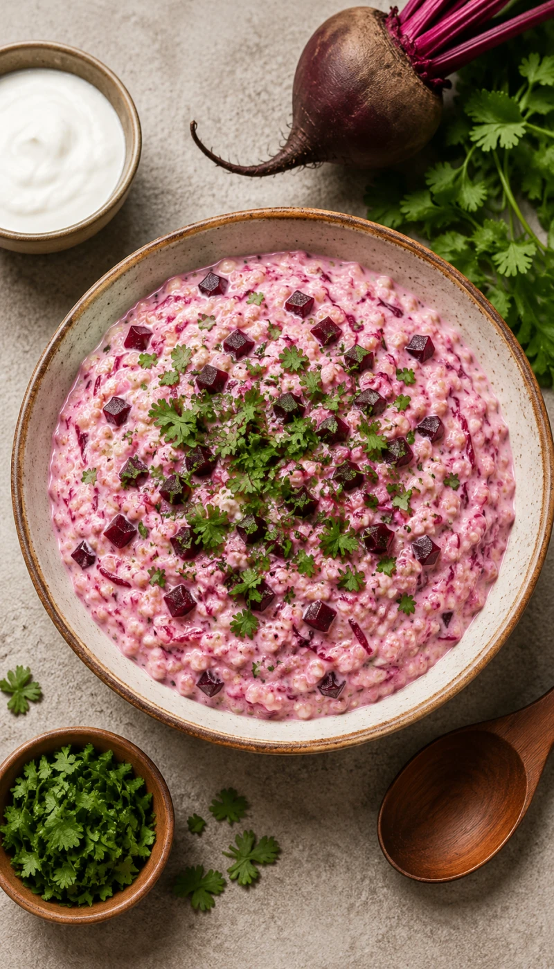 Beetroot and Coriander Dalia Curd Bowl