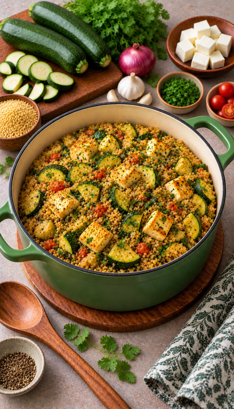 One-Pot Zucchini Paneer Dalia