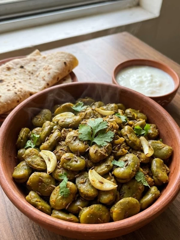 Broad Beans Jeera Garlic Sabzi