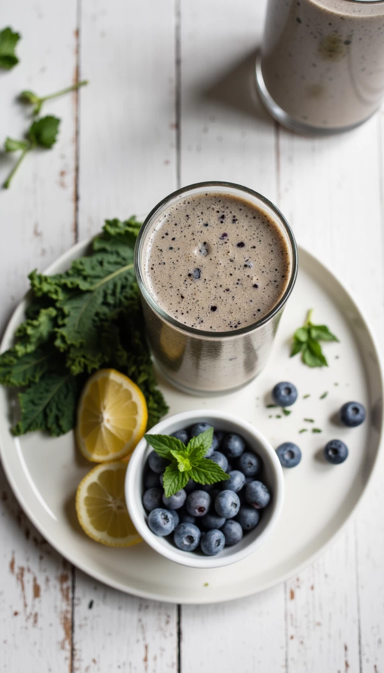 Kale and blueberries green smoothie