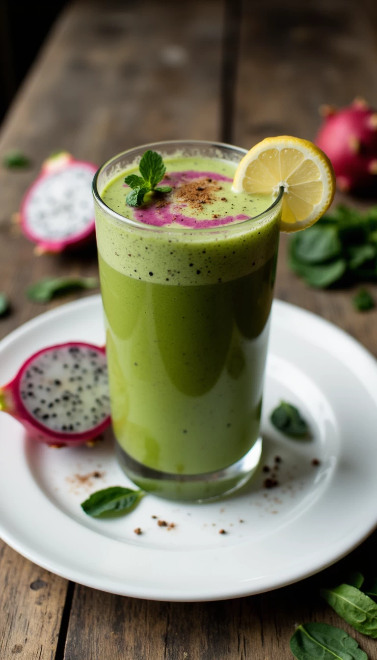 Spinach and dragon fruit green smoothie