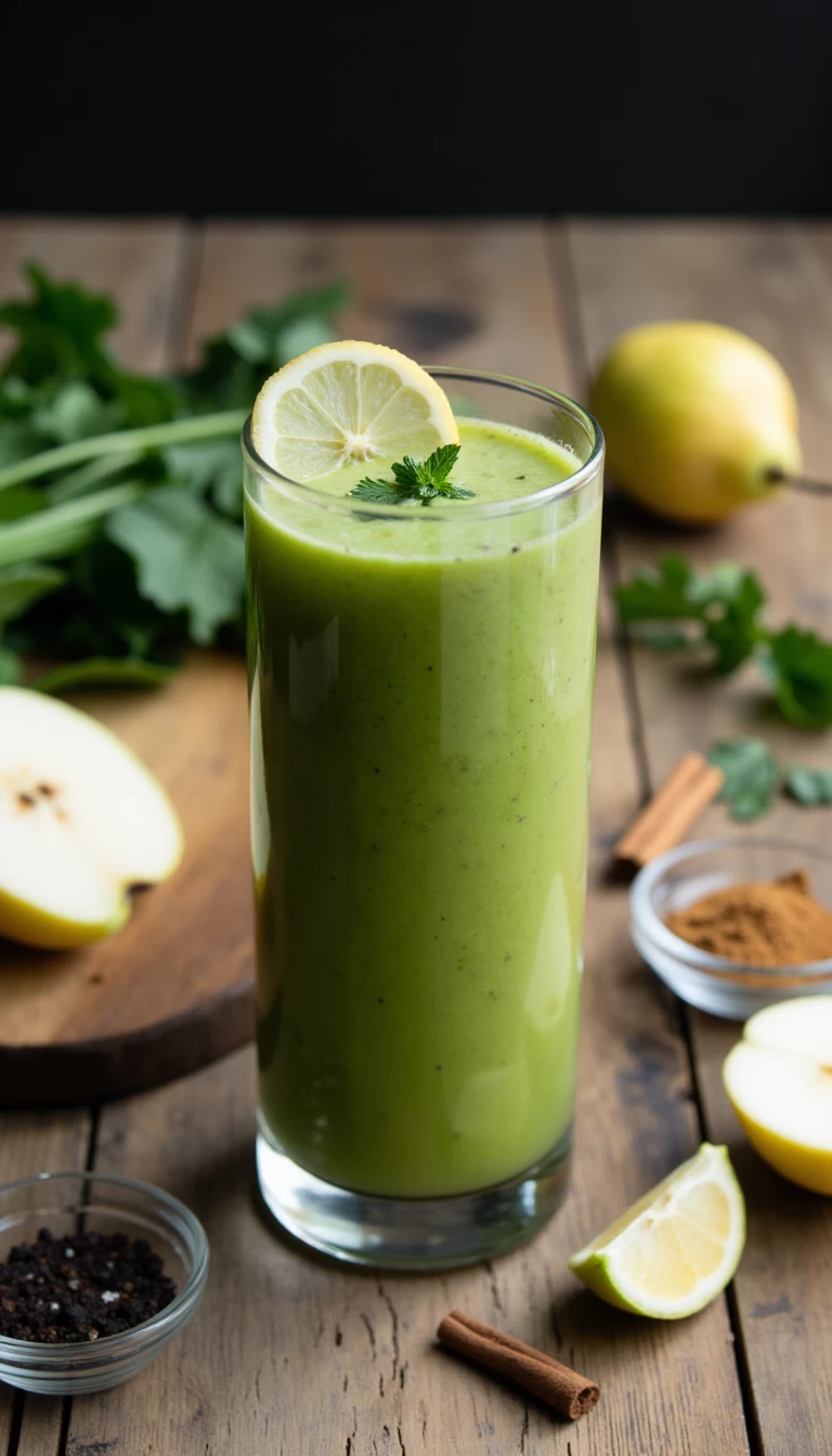 Bokchoy and pear green smoothie