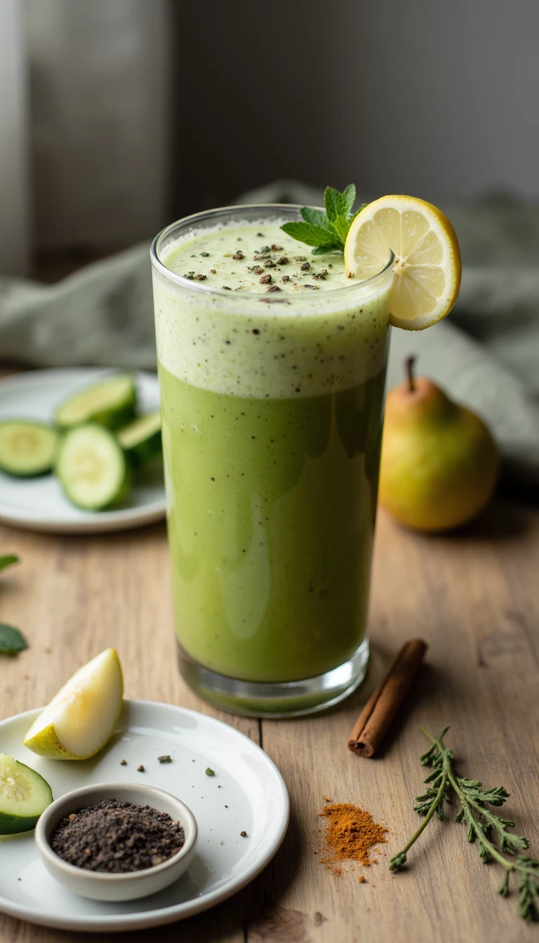 Cucumber and pear green smoothie