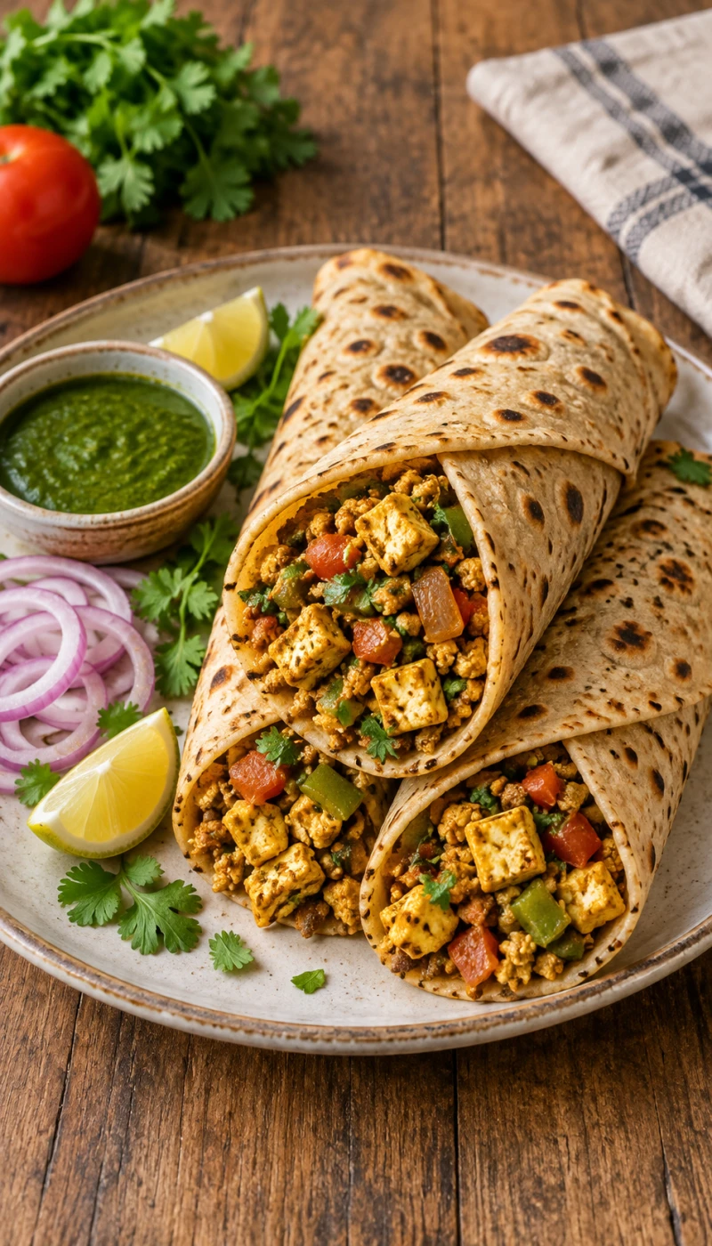 Soya-Paneer Bhurji Roti Wrap