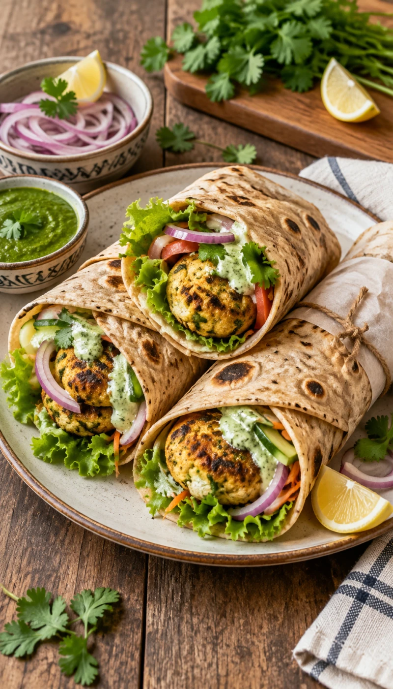 Dahi Kebab Roti Wrap