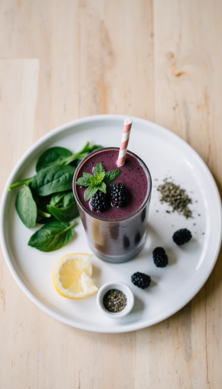 Spinach and blackberries green smoothie