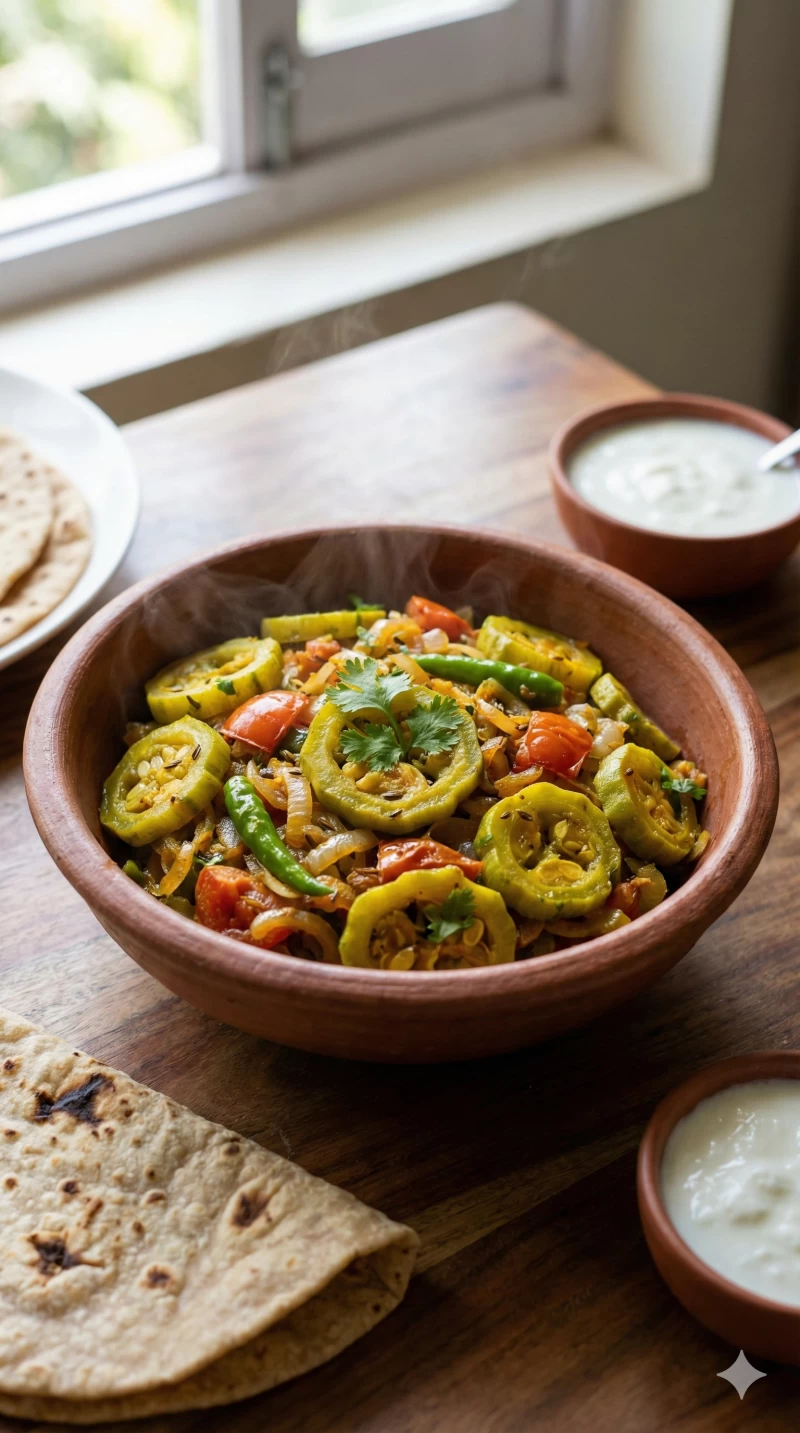 Snake Gourd (Chichinda) Tomato Sabzi
