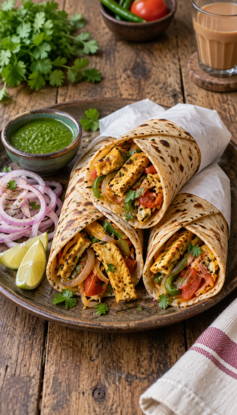 Masala Omelette Strip Wrap