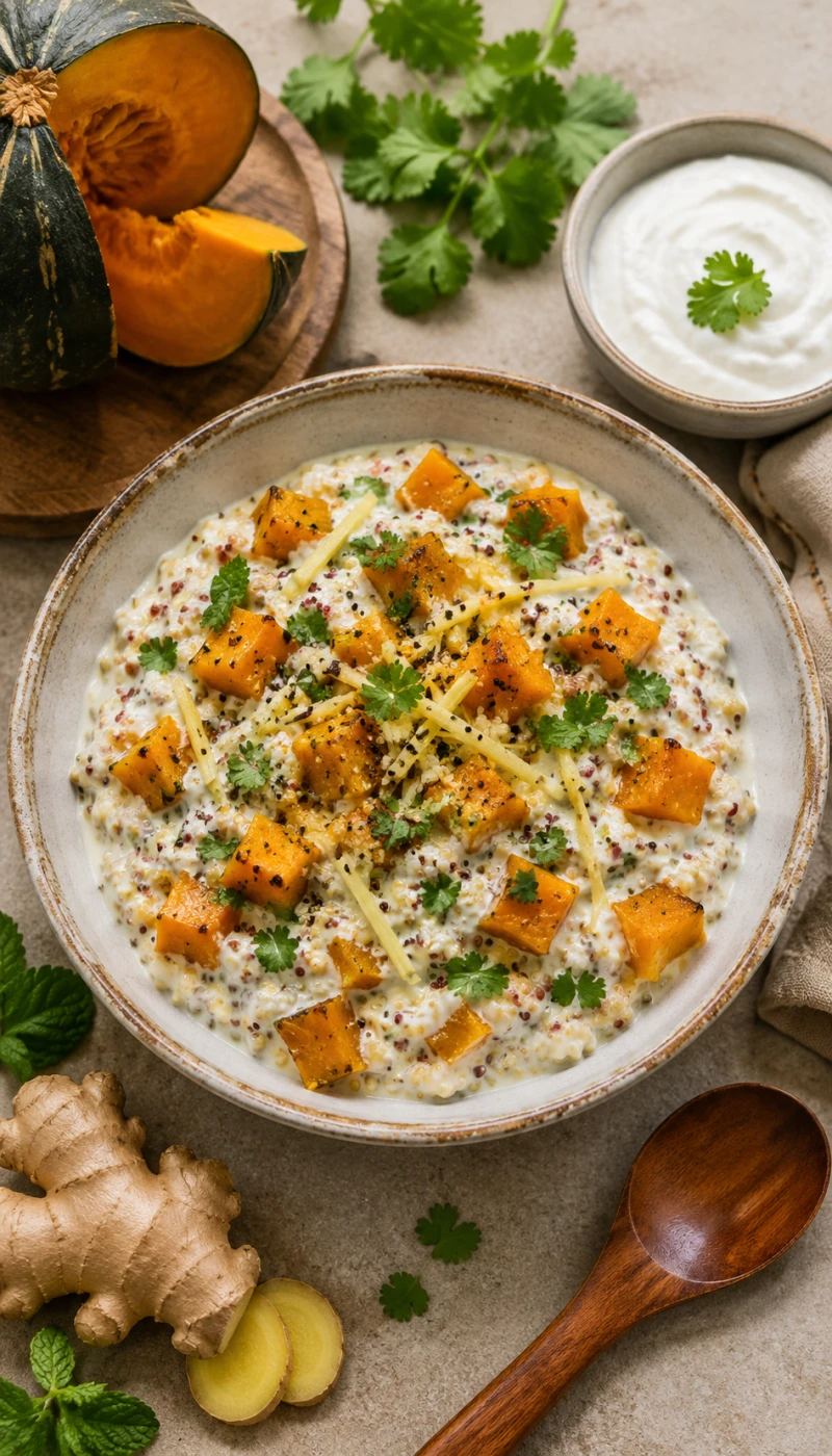 Pumpkin and Ginger Quinoa Curd Bowl