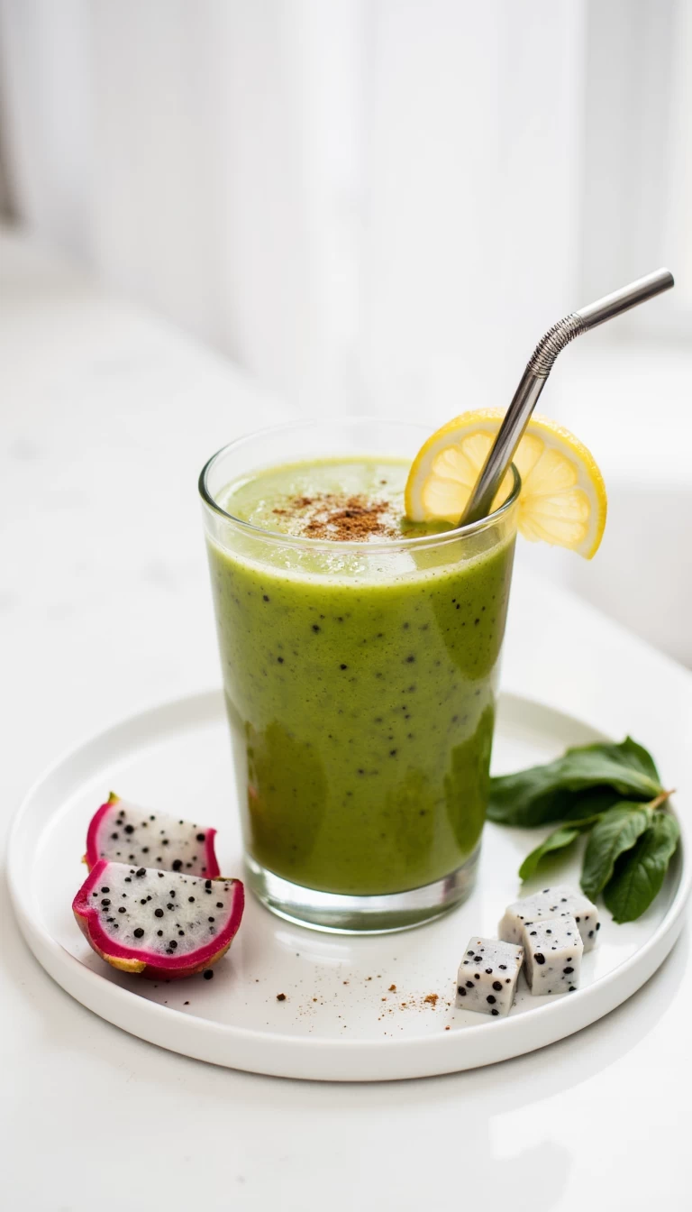 Amaranth and dragon fruit green smoothie