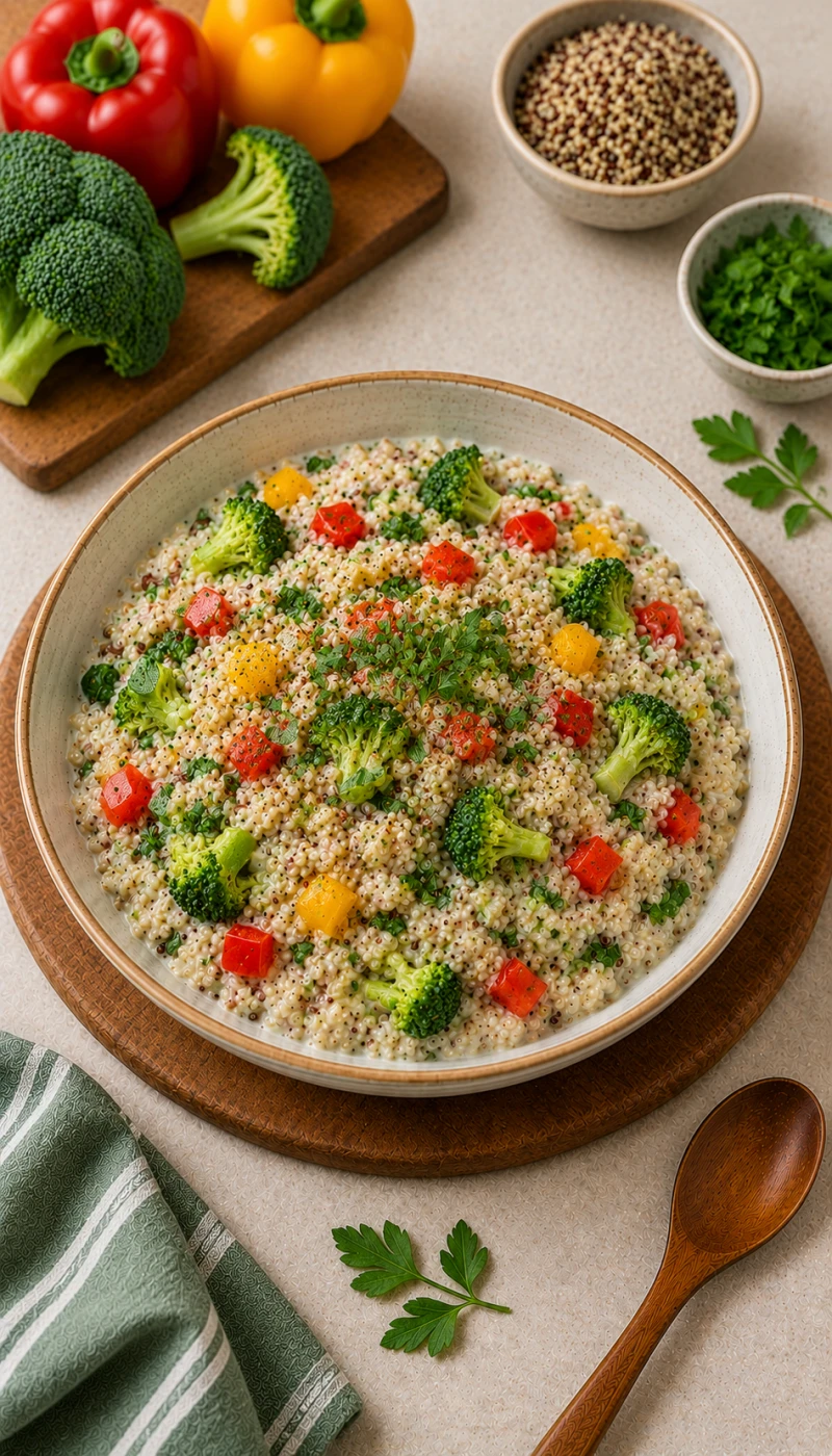 Broccoli and Pepper Quinoa Curd Bowl