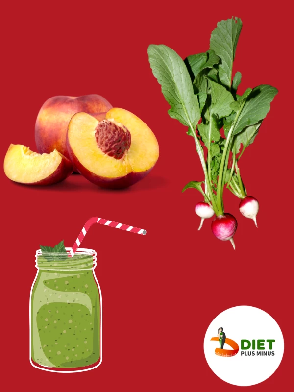 Beetroot leaves and peach green smoothie