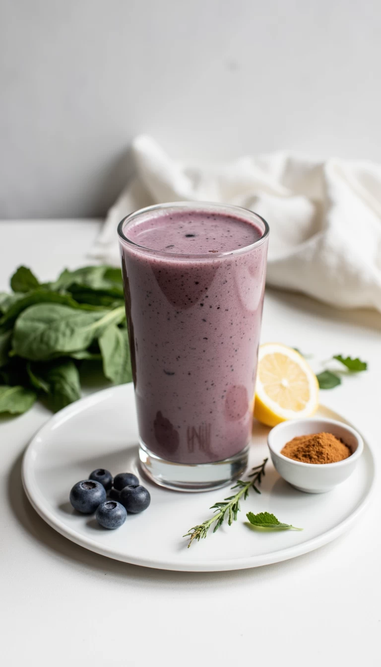 Spinach and blueberries green smoothie