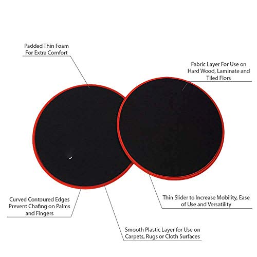 COSCANA Gliding Discs Core Sliders Use on Both Sides of The Carpet or Hardwood Floor Home Exercises to Strengthen Core Dual Sided Fitness Equipment Abdominal Perfect Home Workout